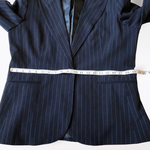 NORMA Kamali Blazer Indigo Navy Pinstripe Fitted Career Single Button 18 - Picture 9 of 11